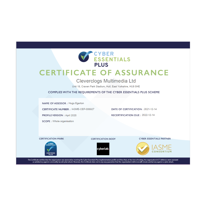 Cyber Essentials Plus 2021 -2022