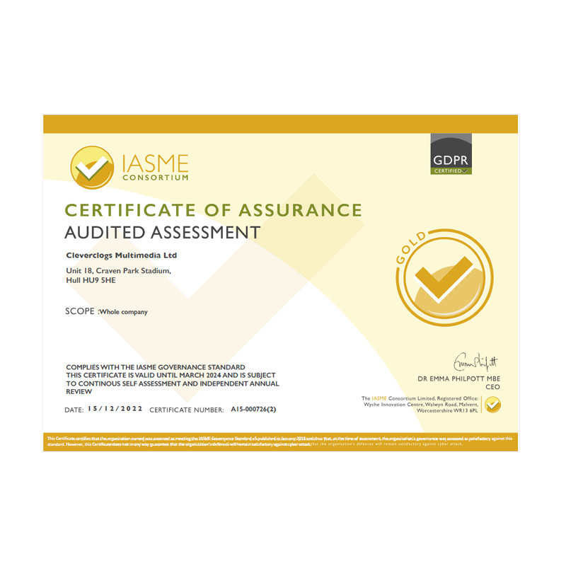 IASME Governance Audited Certificate - Gold 2022 - 2024